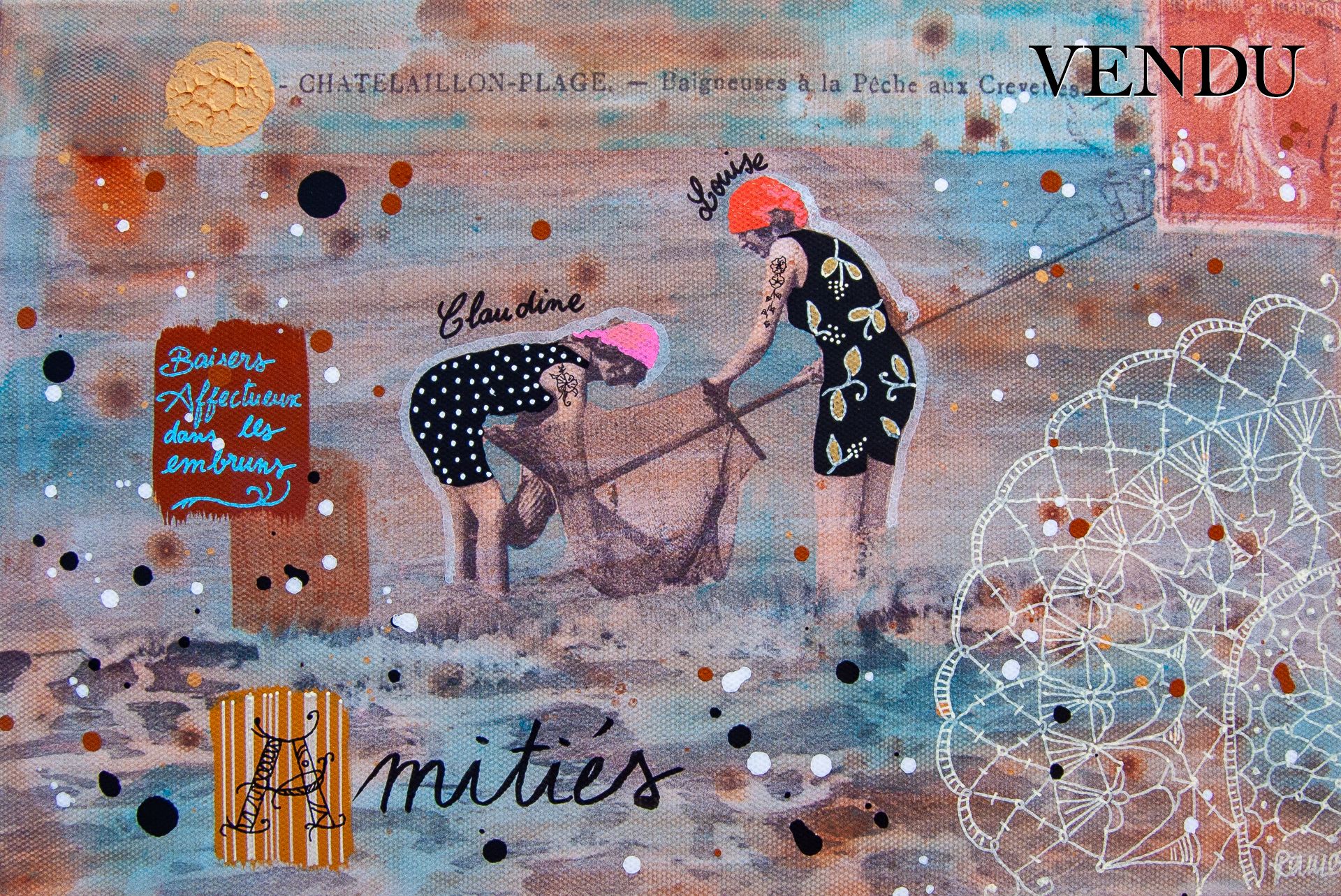 Baigneuses à la pêche aux crevettes - Chatelaillon